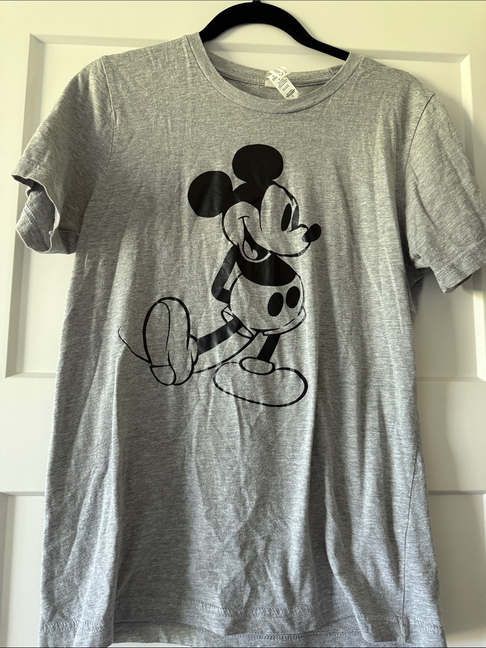 Bella+Canvas Gray Tee with Black Mickey Mouse Graphic